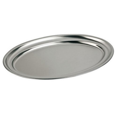 BANDEJA INOXIBAR OVAL BORDE VUELTO 25X17CMS